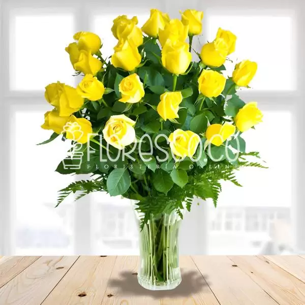Jarrón con 24 Rosas Amarillas