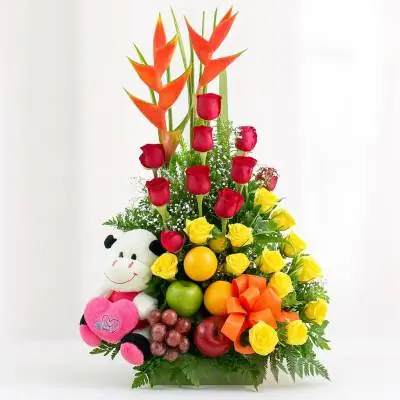 Arreglo Floral con Frutas Encanto